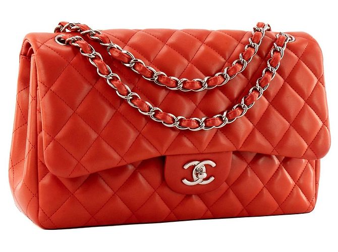 CHANEL - Borsa a tracolla Classic/Timeless Jumbo Chanel in pelle liscia rossa Rosso - vista 2