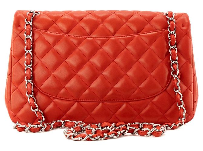 CHANEL - Borsa a tracolla Classic/Timeless Jumbo Chanel in pelle liscia rossa Rosso - vista 3