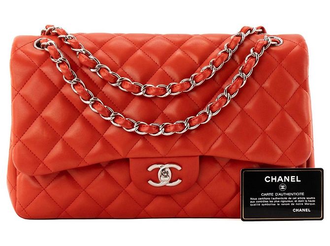 CHANEL - Borsa a tracolla Classic/Timeless Jumbo Chanel in pelle liscia rossa Rosso - vista 9