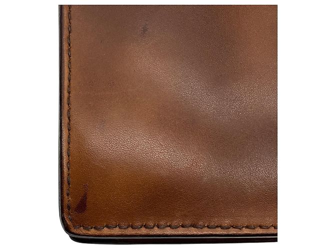 Borsa a tracolla Prada in pelle di vitello Antik Soun Cuoio Ebano marrone con placca logo - vista 14