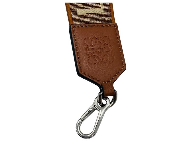 Tracolla in jacquard Anagram Loewe Tan Shimmer Cammello - vista 3