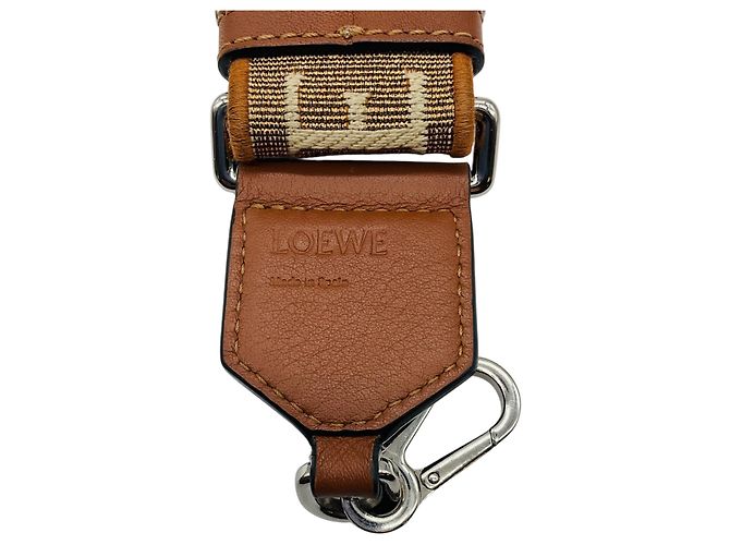 Tracolla in jacquard Anagram Loewe Tan Shimmer Cammello - vista 4