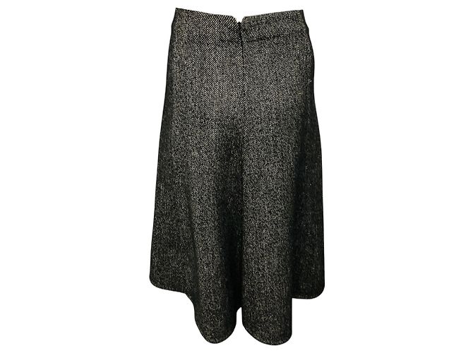 Céline Falda acampanada de tweed de lana negro / blanco Celine - vista 3