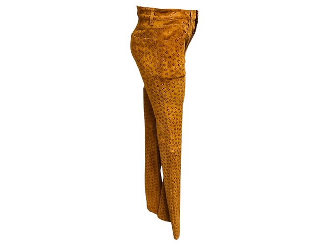 Autre Marque Pantalones Micro Flare de Gamuza SPRWMN Cognac Flower Five Pocket Castaño - vista 2