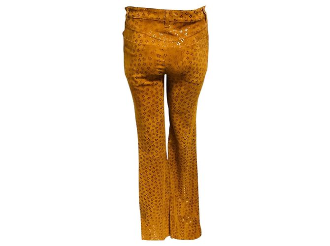 Autre Marque Pantalones Micro Flare de Gamuza SPRWMN Cognac Flower Five Pocket Castaño - vista 3