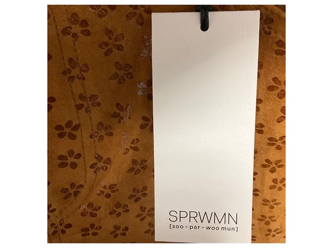 Autre Marque Pantalones Micro Flare de Gamuza SPRWMN Cognac Flower Five Pocket Castaño - vista 6