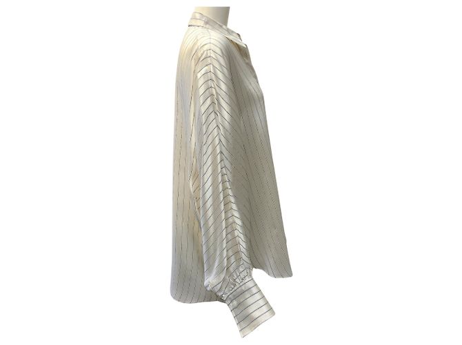 Blusa Oversized Brunello Cucinelli Marfil con Rayas Negras Beige - vista 2