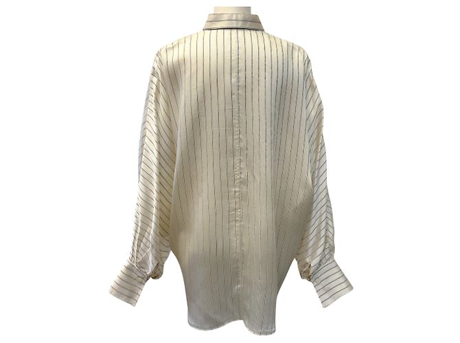 Blusa Oversized Brunello Cucinelli Marfil con Rayas Negras Beige - vista 3