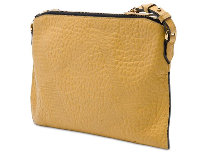 Borsa a tracolla Peyton in pelle goffrata Yellow Burberry Grain Check Giallo - vista 2