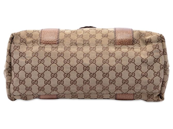 Borsa Tote Gucci Medium GG Canvas Bamboo Libeccio Marrone - vista 3