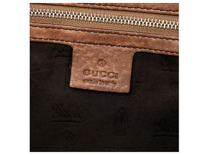 Borsa Tote Gucci Medium GG Canvas Bamboo Libeccio Marrone - vista 5