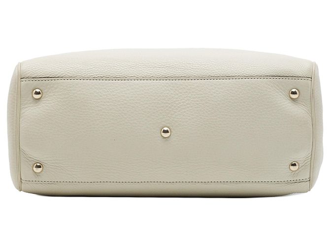 Bamboo Borsa Shopper Satchel Gucci Medium in pelle di vitello bianca con bambù Bianco - vista 3