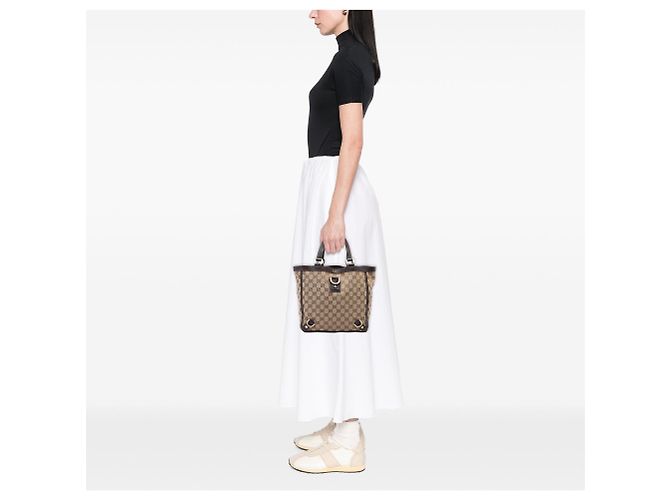 Borsa Tote Gucci GG Canvas Abbey D Ring Beige - vista 6