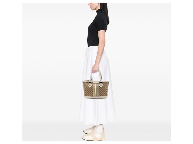 Tote Gucci Small GG Canvas Web Libeccio Sunset Beige - vista 6