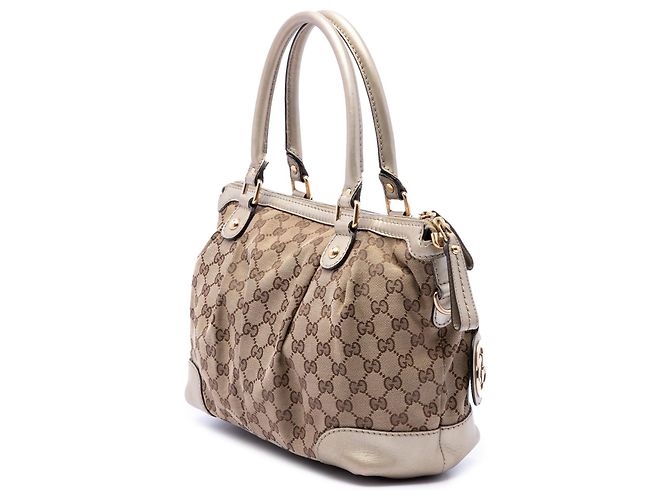 Borsa Satchel Gucci GG Canvas Sukey Oro D'oro - vista 2