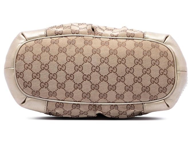 Borsa Satchel Gucci GG Canvas Sukey Oro D'oro - vista 3