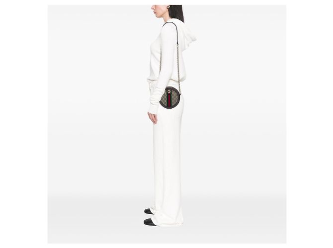 Borsa a tracolla rotonda Gucci Mini GG Supreme Web Ophidia Beige - vista 5