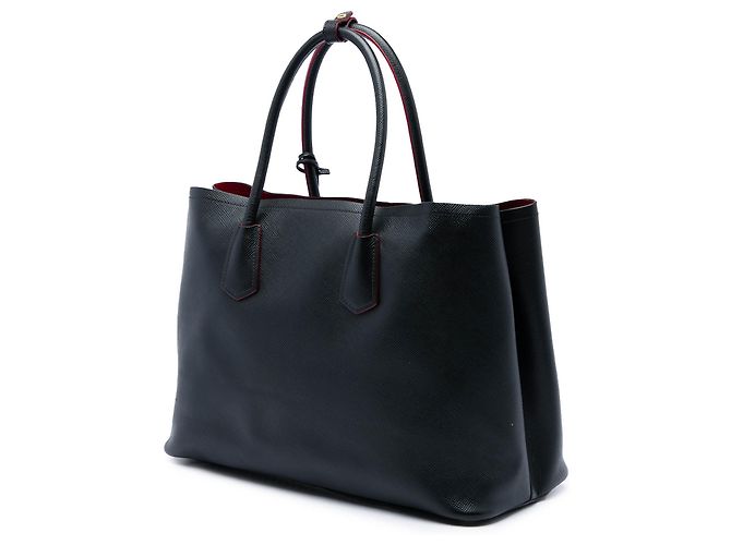 Prada Large Double Satchel aus Saffiano-Leder in Schwarz - Ansicht 2