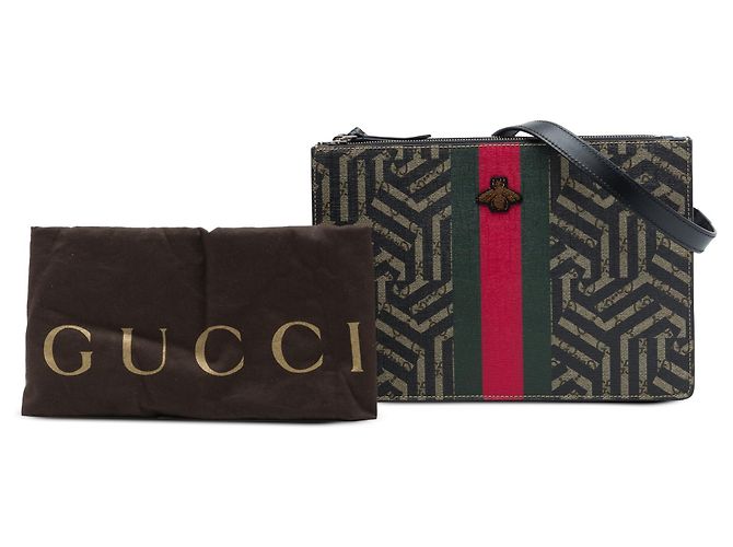 Borsa a tracolla Gucci GG Supreme Caleido Web Bee beige - vista 7