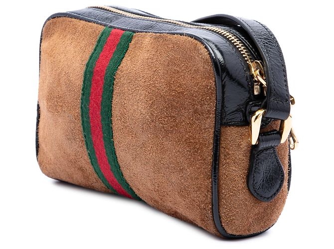 Borsa a Tracolla Mini Suede Web Ophidia Gucci Marrone - vista 2