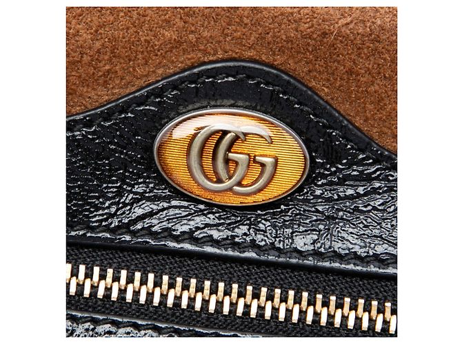 Borsa a Tracolla Mini Suede Web Ophidia Gucci Marrone - vista 5