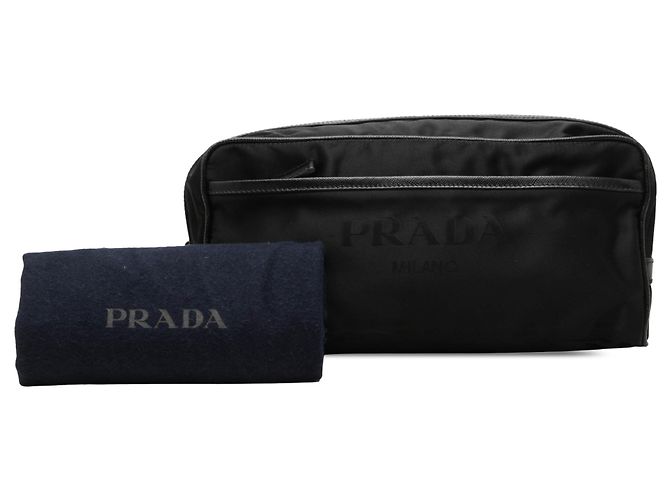 Pouch da viaggio Prada in Re-Nylon nero con rifiniture in Saffiano - vista 7