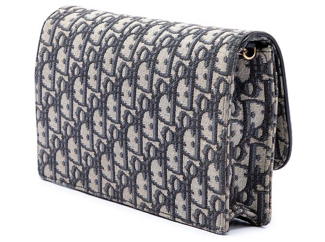 Borsa a tracolla Dior Oblique Canvas Saddle Pouch Wallet Blu - vista 2