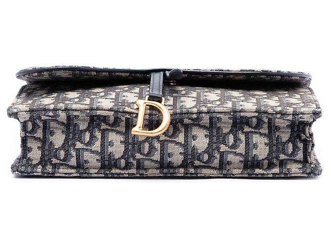 Borsa a tracolla Dior Oblique Canvas Saddle Pouch Wallet Blu - vista 3
