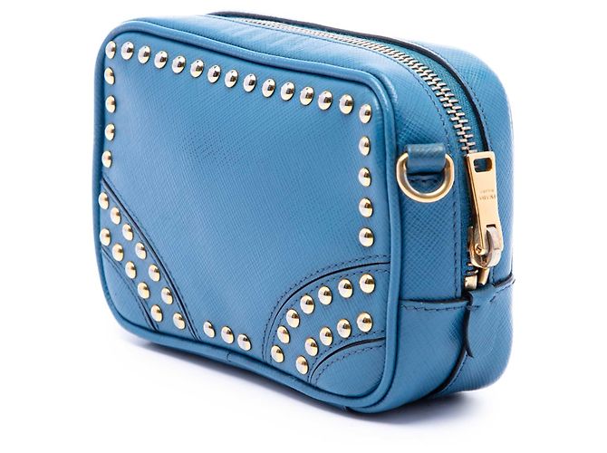 Borsa Camera Prada Studded Saffiano Blu - vista 2