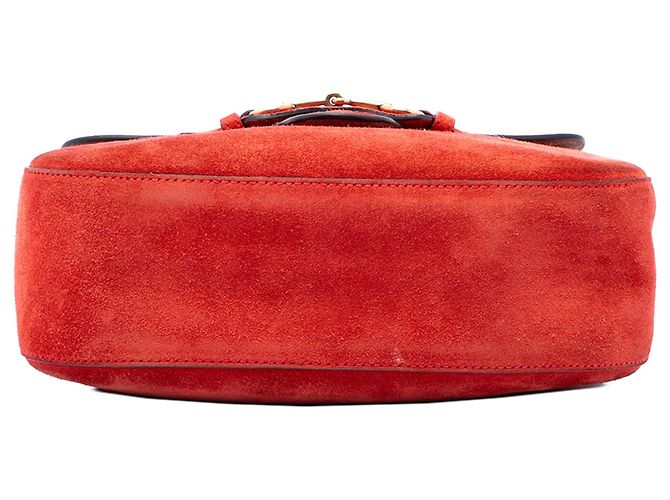 Borsa a tracolla Gucci Lady Web Medium in camoscio rosso - vista 3