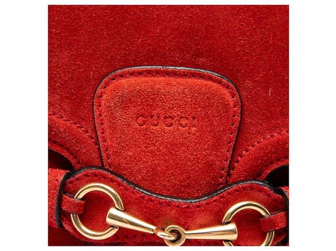 Borsa a tracolla Gucci Lady Web Medium in camoscio rosso - vista 5