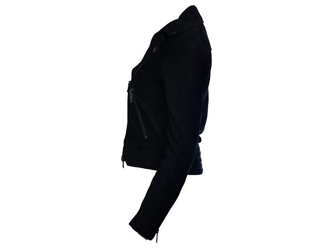 Rag & Bone, veste biker en daim noir - vue 2