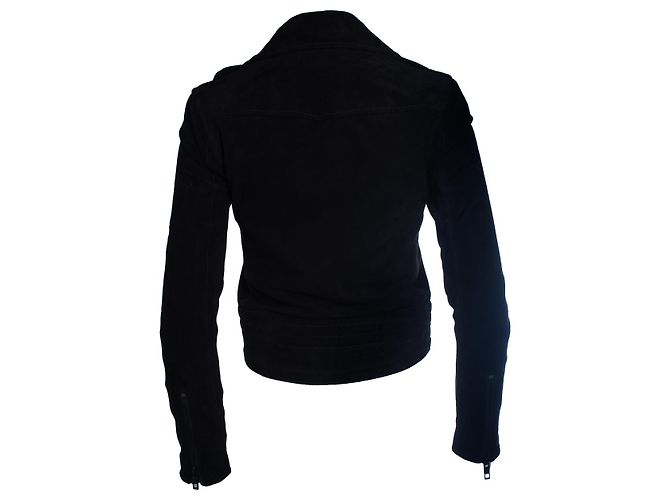 Rag & Bone, veste biker en daim noir - vue 3