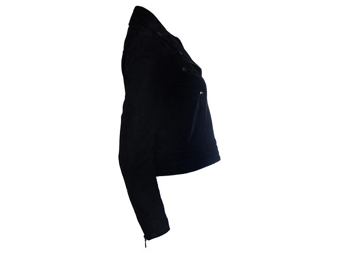 Rag & Bone, veste biker en daim noir - vue 4