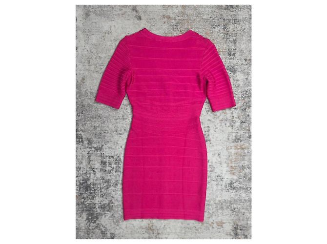 Herve Leger Hervé Léger Bandage Kleid Fuchsia Creme Fuschia - Ansicht 5