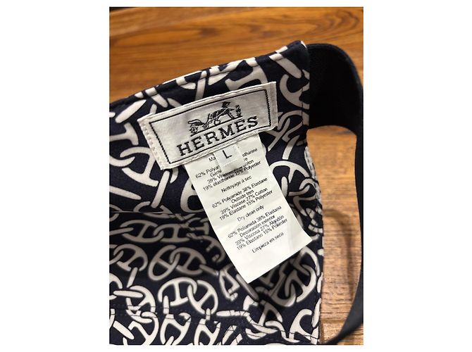 Cappellino Hermès Chaine d'Ancre Blu Navy e Bianco - vista 2