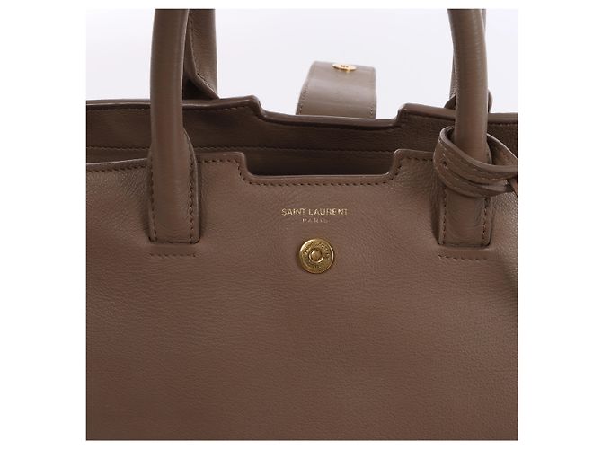 Saint Laurent Paris Downtown Cabas Borsa a mano 2Way in pelle e camoscio Beige 436832 - vista 11