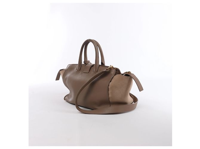 Saint Laurent Paris Downtown Cabas Borsa a mano 2Way in pelle e camoscio Beige 436832 - vista 2