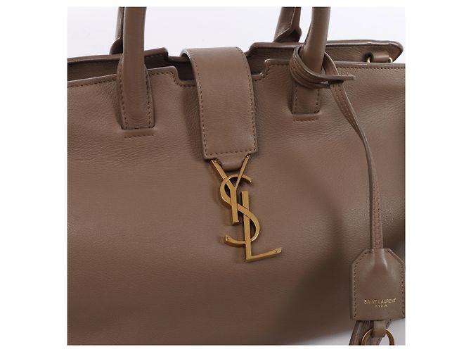 Saint Laurent Paris Downtown Cabas Borsa a mano 2Way in pelle e camoscio Beige 436832 - vista 3