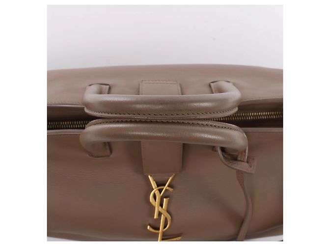 Saint Laurent Paris Downtown Cabas Borsa a mano 2Way in pelle e camoscio Beige 436832 - vista 4