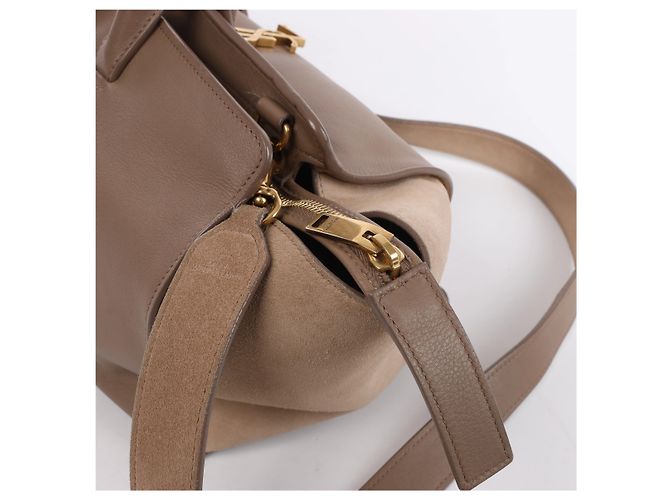 Saint Laurent Paris Downtown Cabas Borsa a mano 2Way in pelle e camoscio Beige 436832 - vista 6