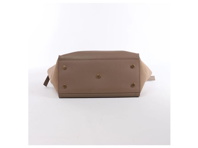 Saint Laurent Paris Downtown Cabas Borsa a mano 2Way in pelle e camoscio Beige 436832 - vista 7
