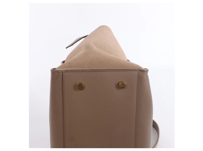 Saint Laurent Paris Downtown Cabas Borsa a mano 2Way in pelle e camoscio Beige 436832 - vista 8