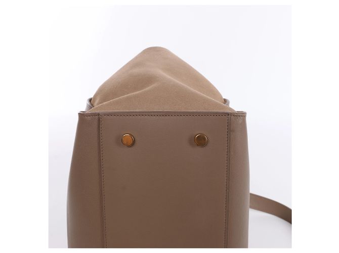 Saint Laurent Paris Downtown Cabas Borsa a mano 2Way in pelle e camoscio Beige 436832 - vista 9
