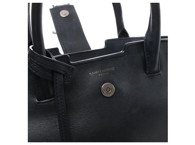 Borsa Saint Laurent Paris Downtown Cabas in pelle e borchie Nera 481909 Nero - vista 13