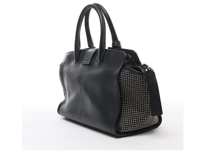 Borsa Saint Laurent Paris Downtown Cabas in pelle e borchie Nera 481909 Nero - vista 3