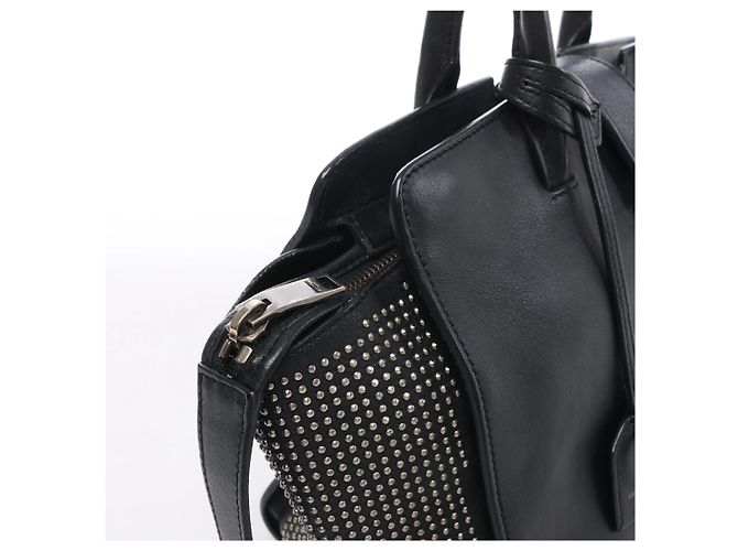 Borsa Saint Laurent Paris Downtown Cabas in pelle e borchie Nera 481909 Nero - vista 5