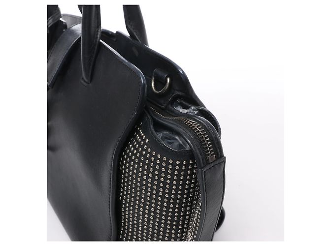 Borsa Saint Laurent Paris Downtown Cabas in pelle e borchie Nera 481909 Nero - vista 6