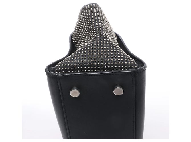 Borsa Saint Laurent Paris Downtown Cabas in pelle e borchie Nera 481909 Nero - vista 9