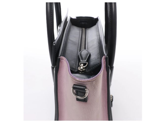 Céline Borsa Celine Luggage Nano in pelle e camoscio Nero x Rosa - vista 4